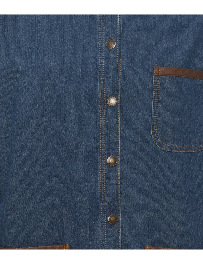 Leather Trim  Denim Jacket - M