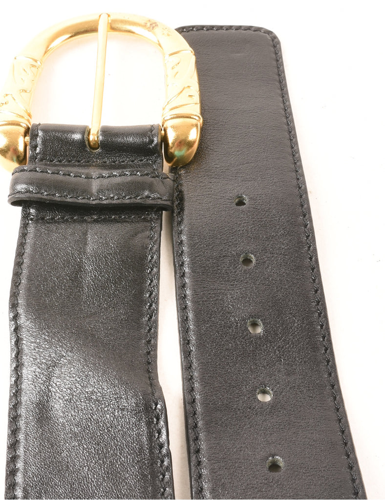 Leather Wide Black Belt - M