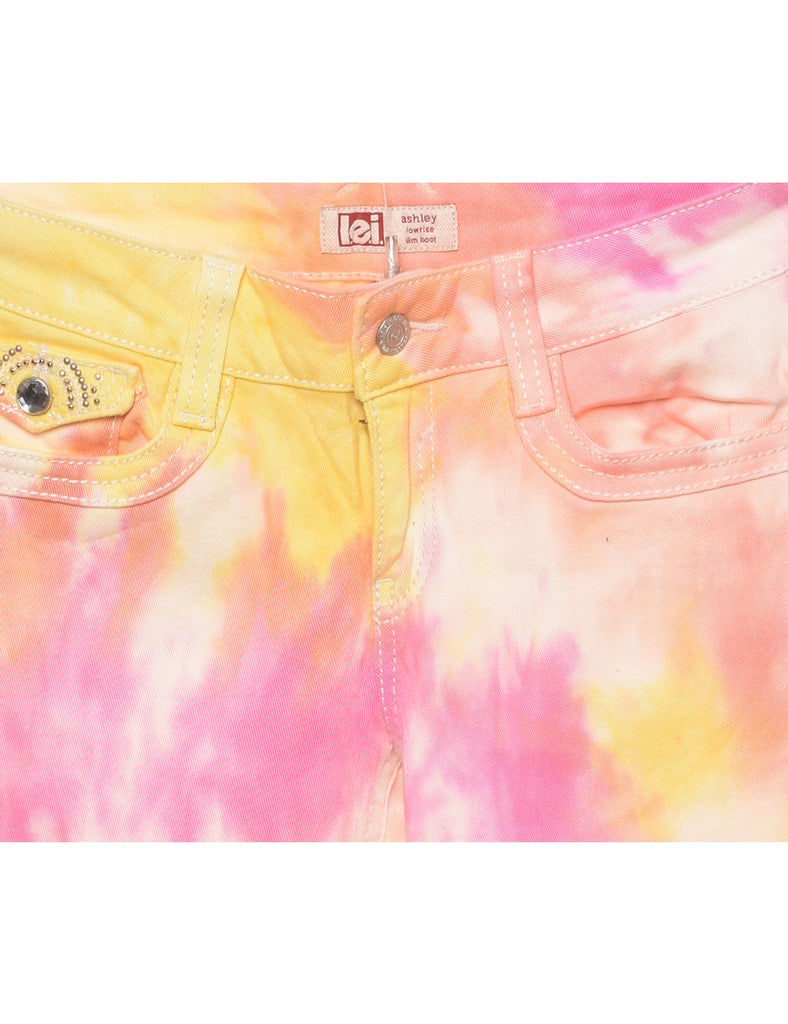 Lei Y2K Tie-dye Effect Studded Bootcut Jeans - W28 L31