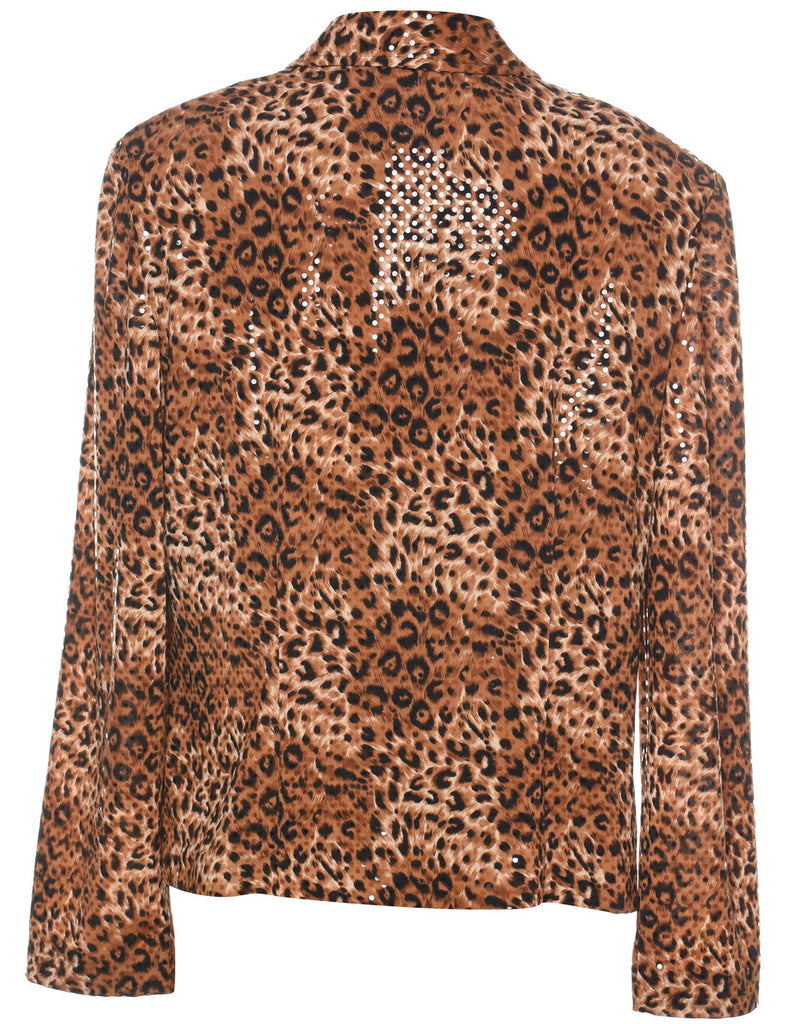 Leopard Print 1990s Sparkly Evening Jacket - L