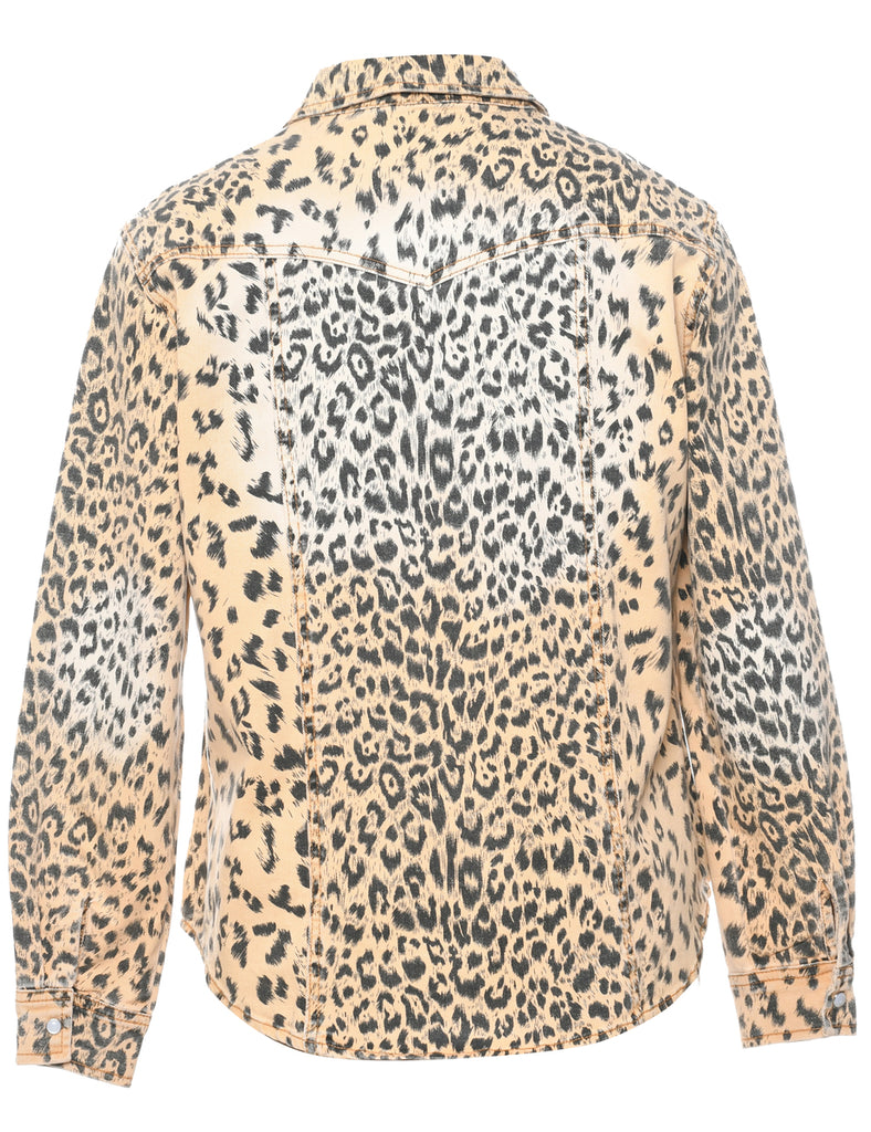 Leopard Print Denim Shirt - M