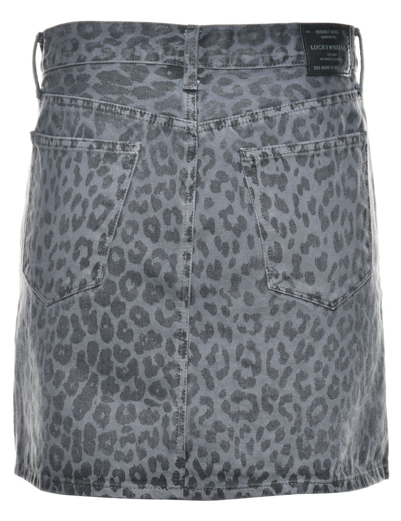 Leopard Print Denim Skirt - M