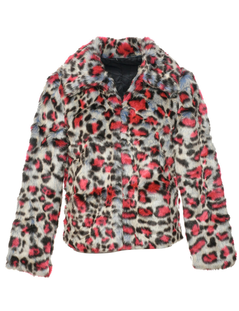 Leopard Print Faux Fur Jacket - M