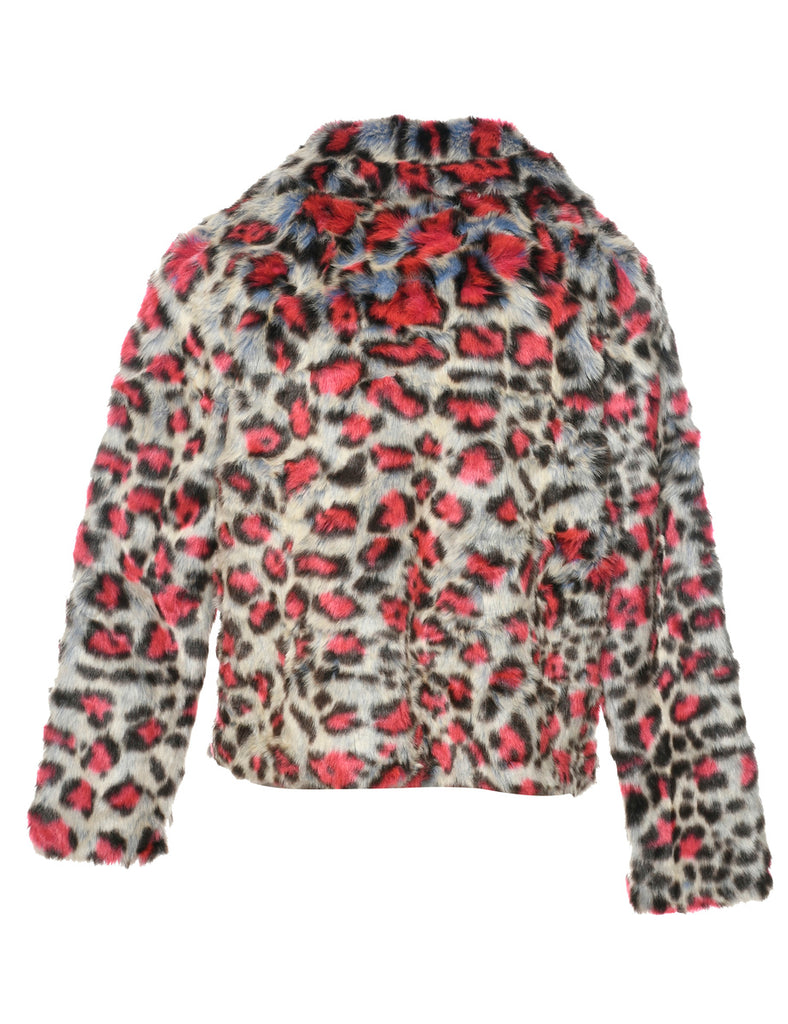 Leopard Print Faux Fur Jacket - M