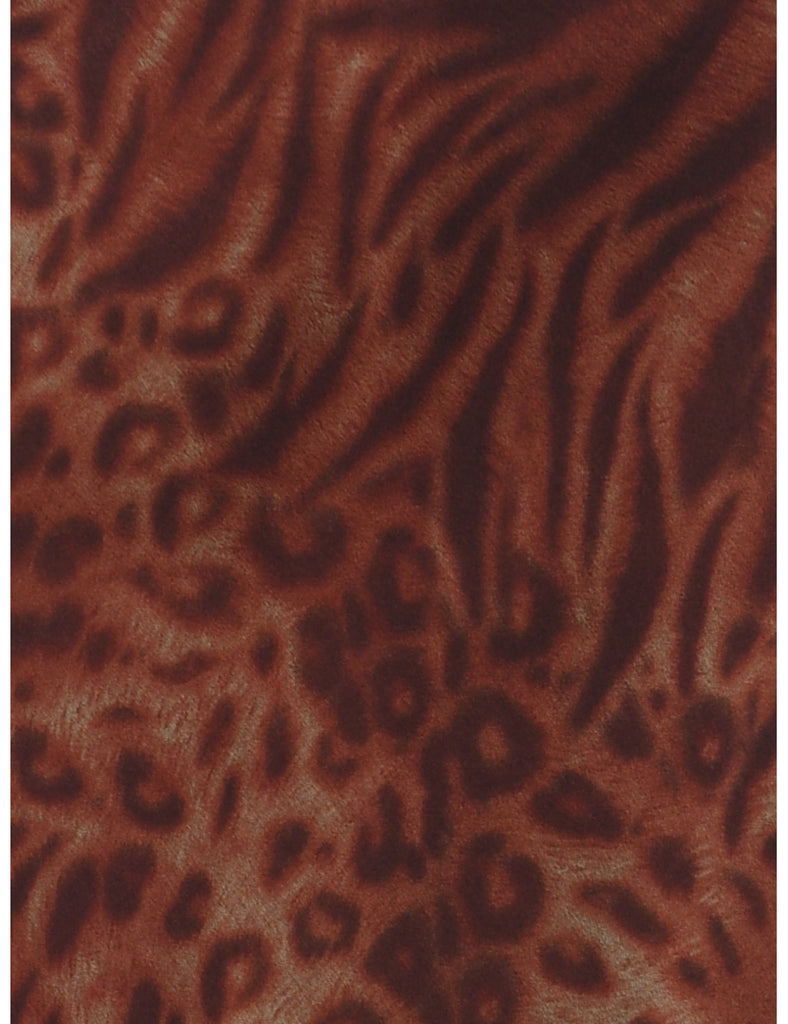 Leopard Print Flared Skirt - L