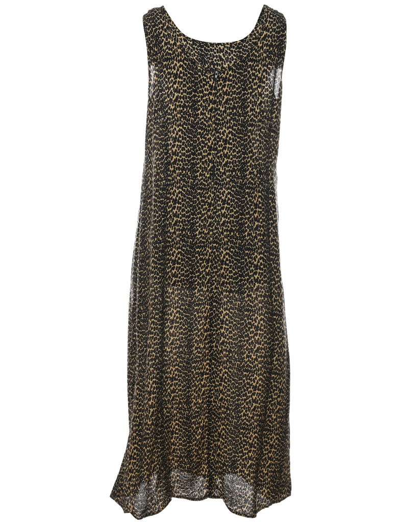 Leopard Print Maxi Dress - L