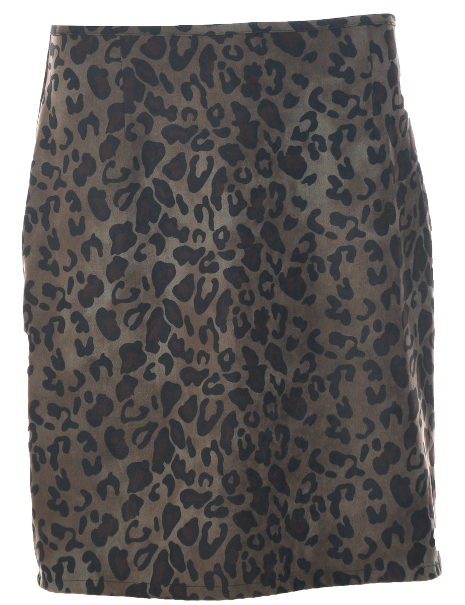 Women's Leopard Print Pencil Skirt Multi-coloured, S Beyond Retro