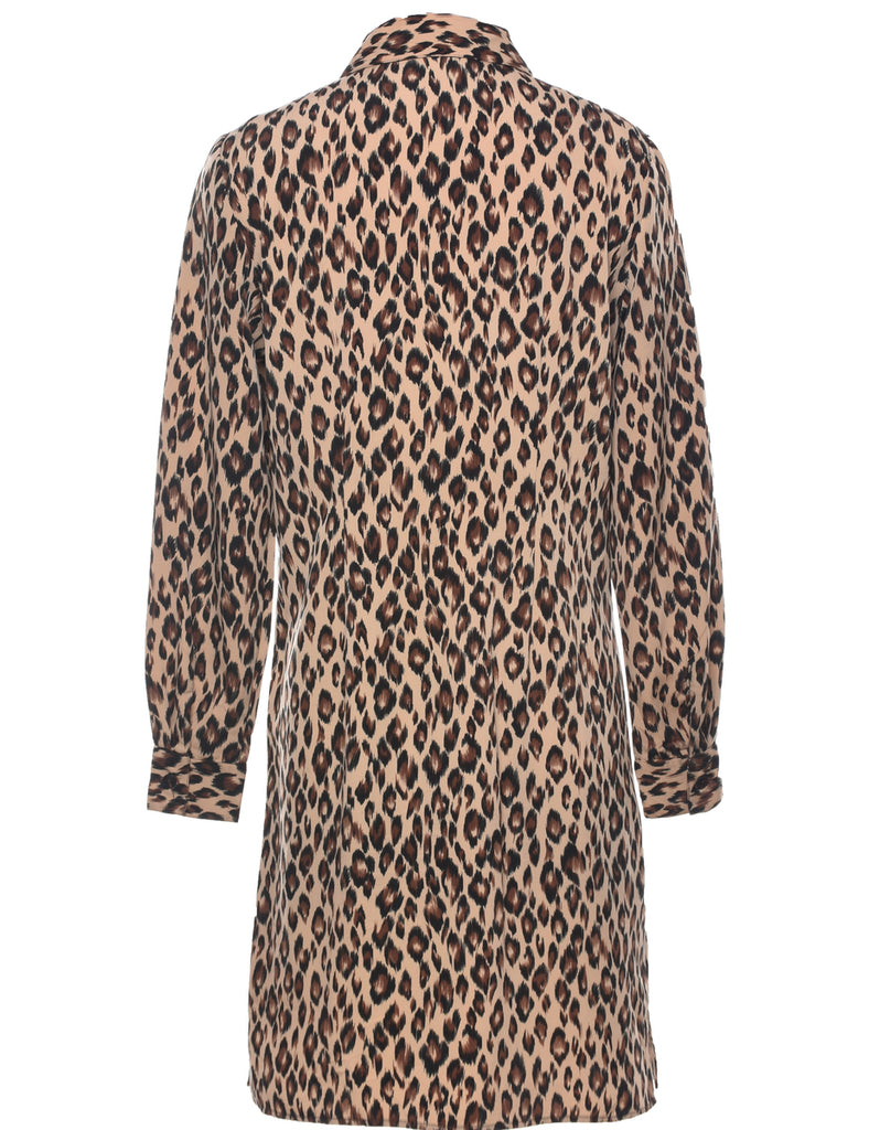 Leopard Print Shirt Dress - M