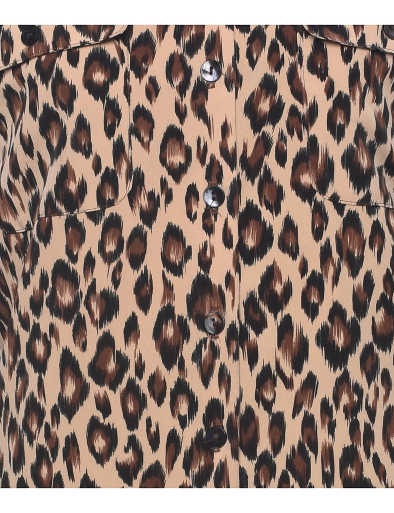 Leopard Print Shirt Dress - M
