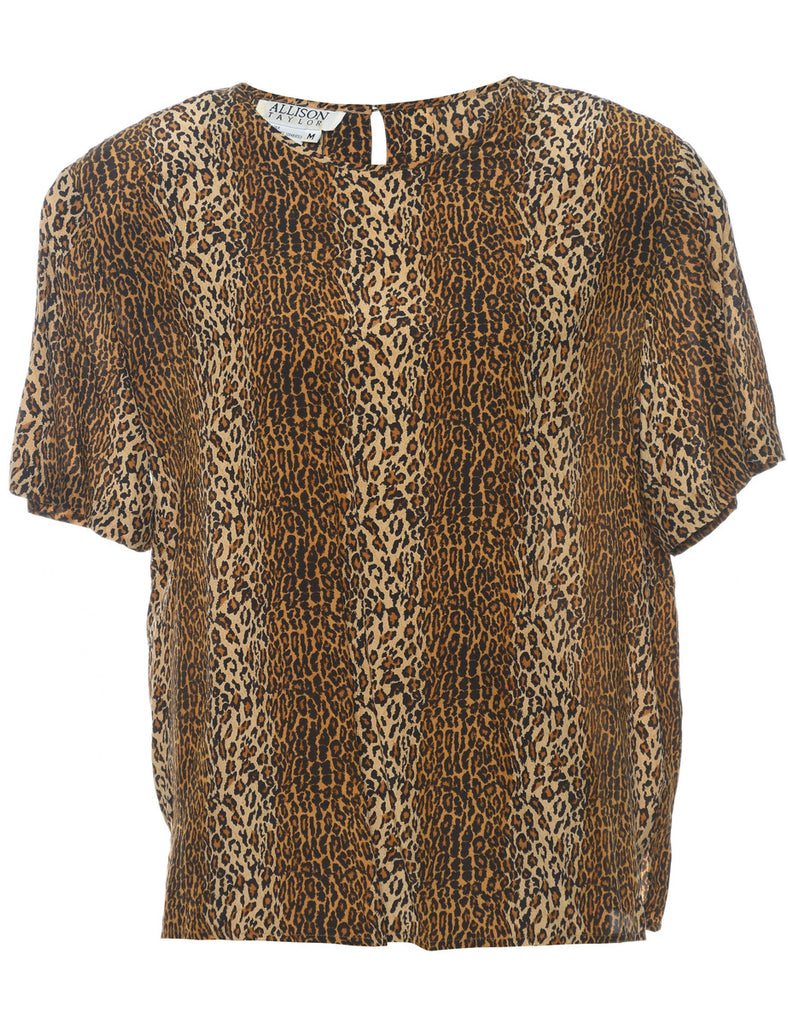 Leopard Print Silk Top - M