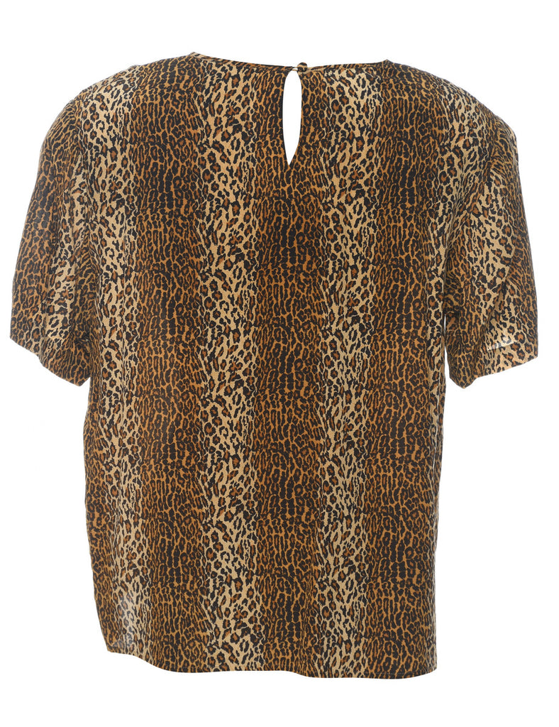 Leopard Print Silk Top - M