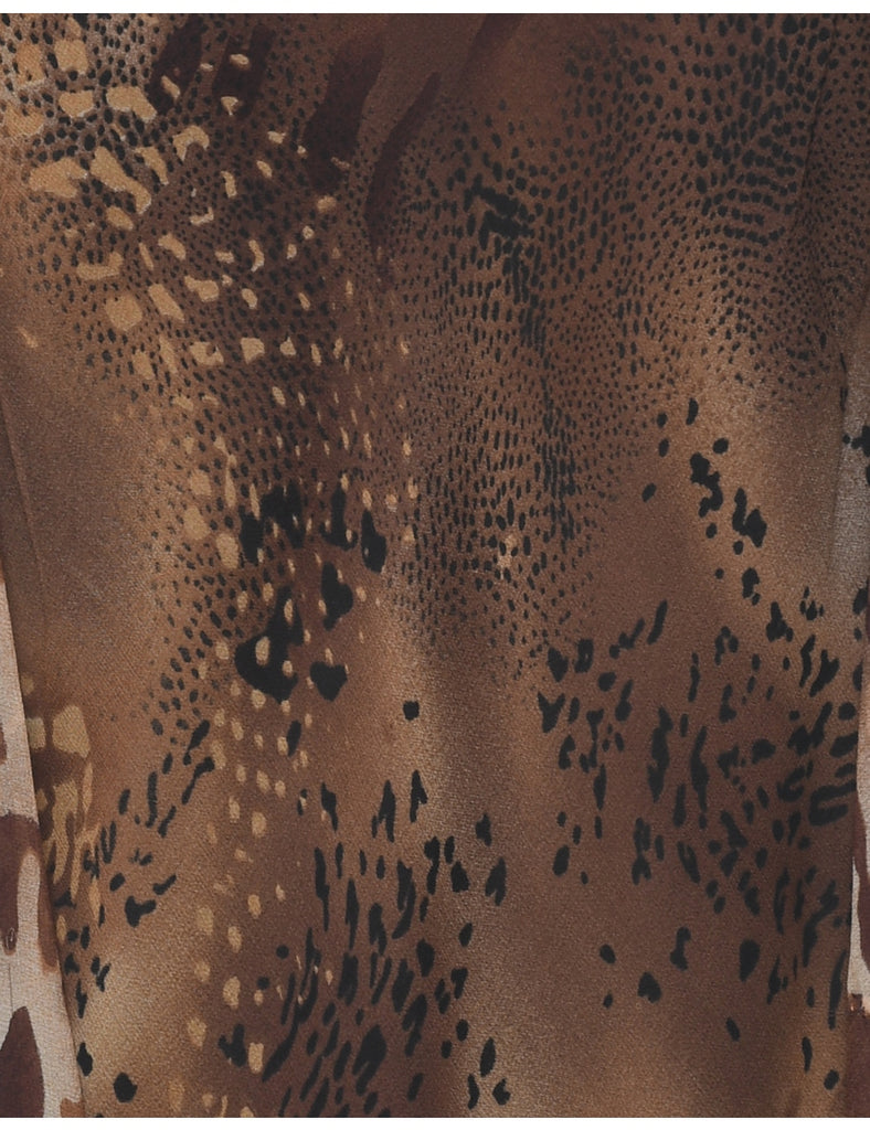 Leopard Print Silk Top - L