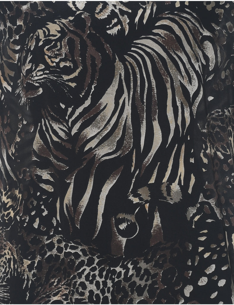 Leopard Print Silk Top - L