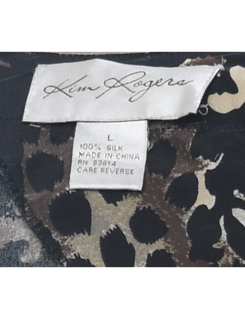 Leopard Print Silk Top - L