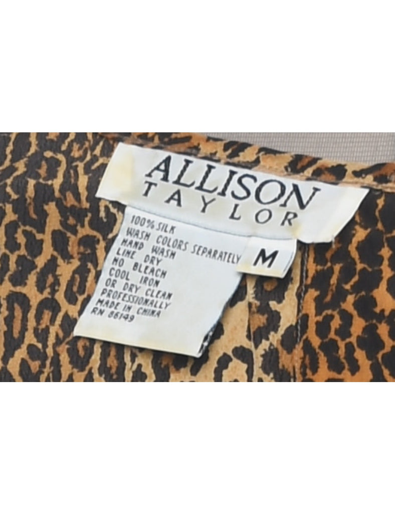 Leopard Print Silk Top - M