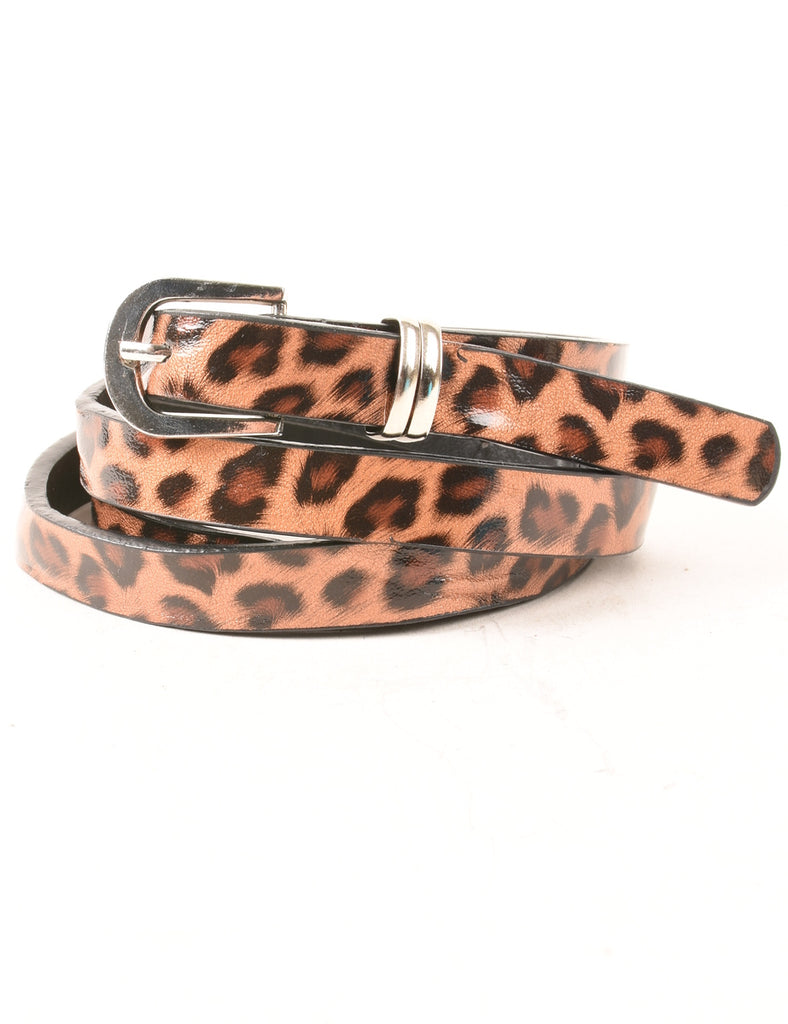 Leopard Print Skinny Belt - M