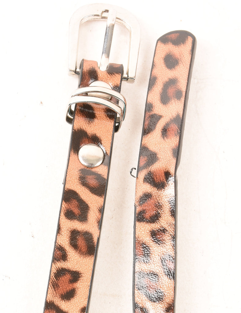 Leopard Print Skinny Belt - M