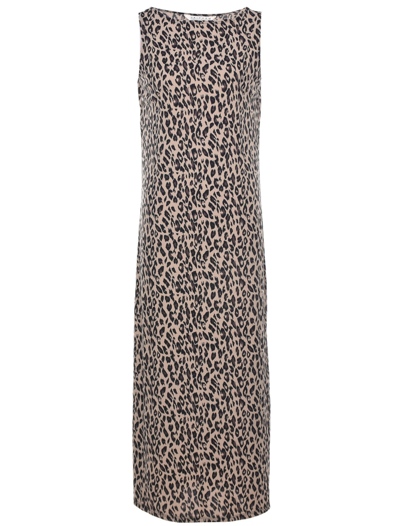 Leopard Print Sleeveless Shift Dress - M