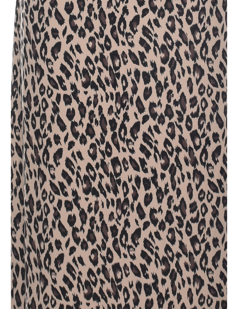 Leopard Print Sleeveless Shift Dress - M