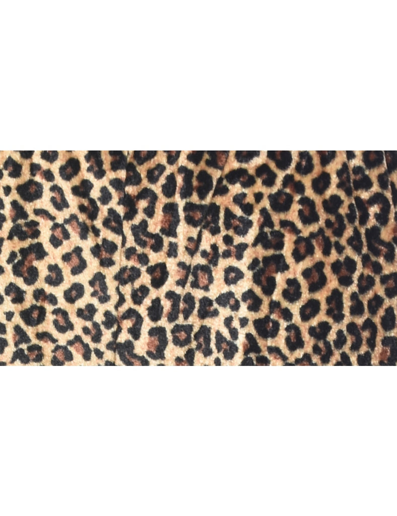 Leopard Print Velour Fabric Trousers - W26 L20