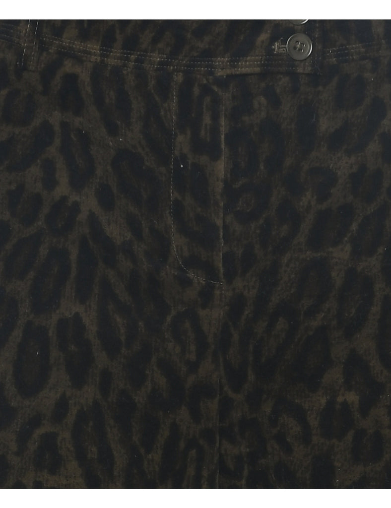 Leopard Print Velvet Trousers - W33 L32