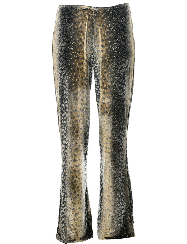 Leopard Print Velvet Y2K Trousers - W30 L31