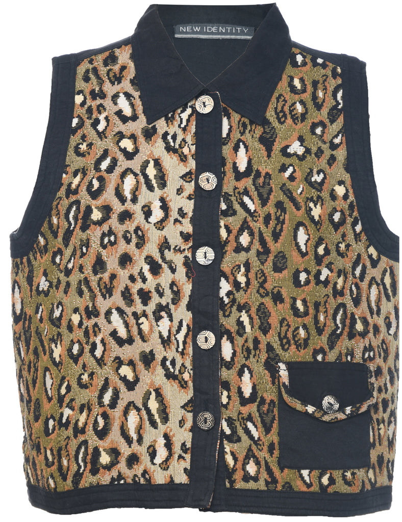 Leopard Print Waistcoat - L