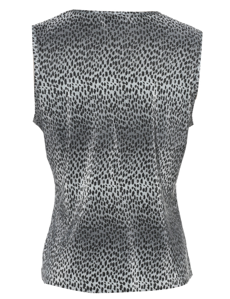 Leopard Print Y2K Smocked Top - M