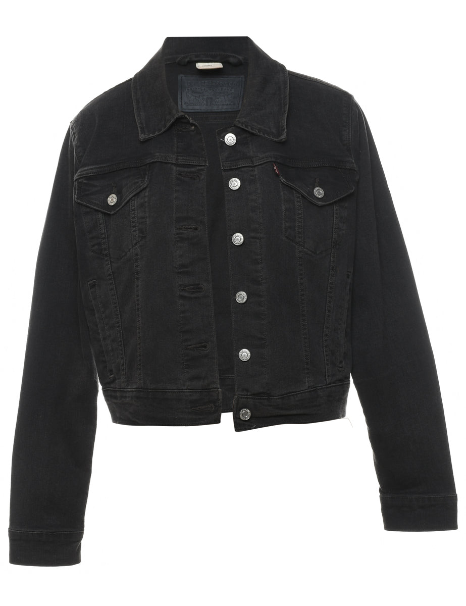 Women s Levi s Levi s Black Cropped Denim Jacket Black XL Beyond Retro