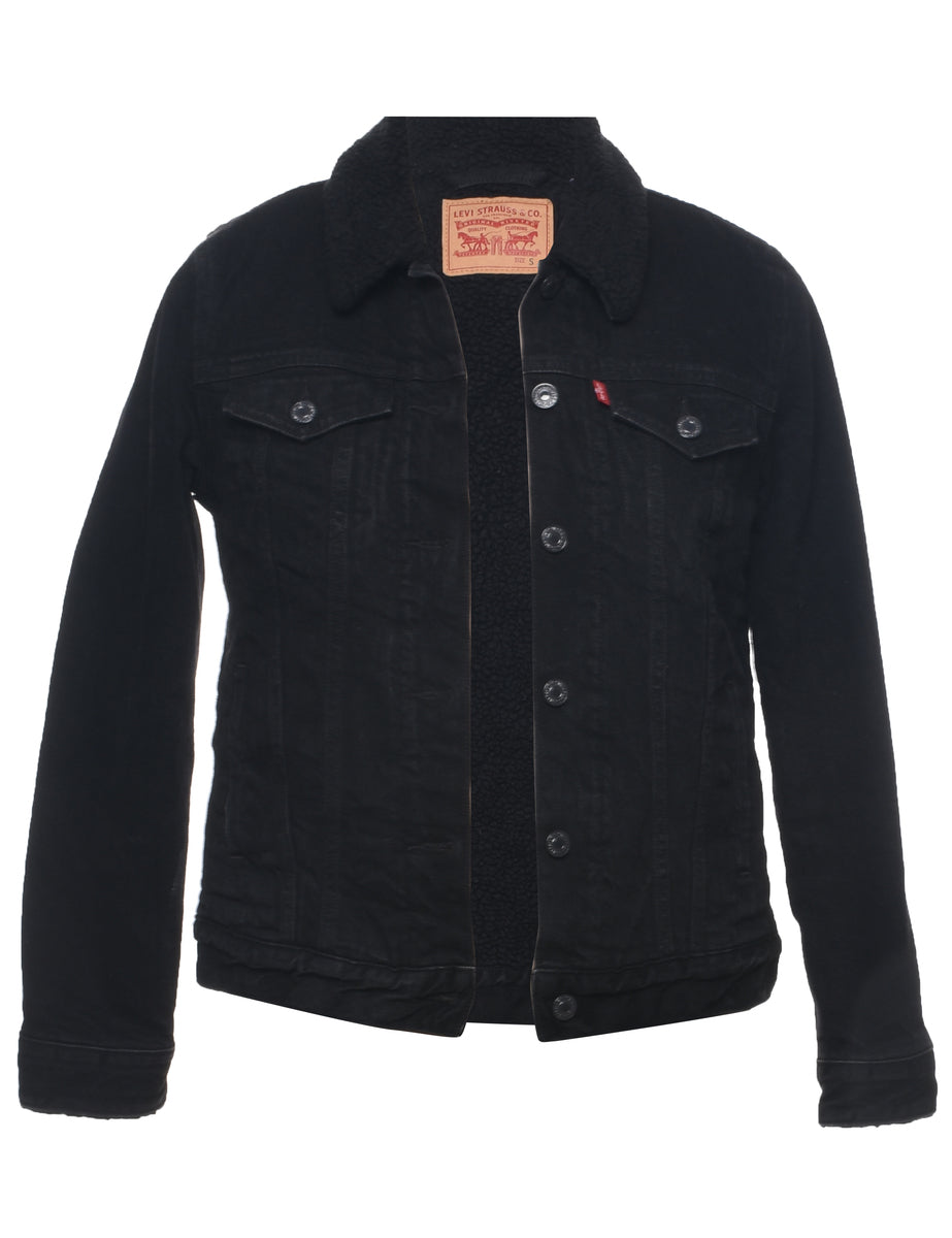 Women's Levi's Levi's Shearling Denim Jacket Black, S Beyond Retro