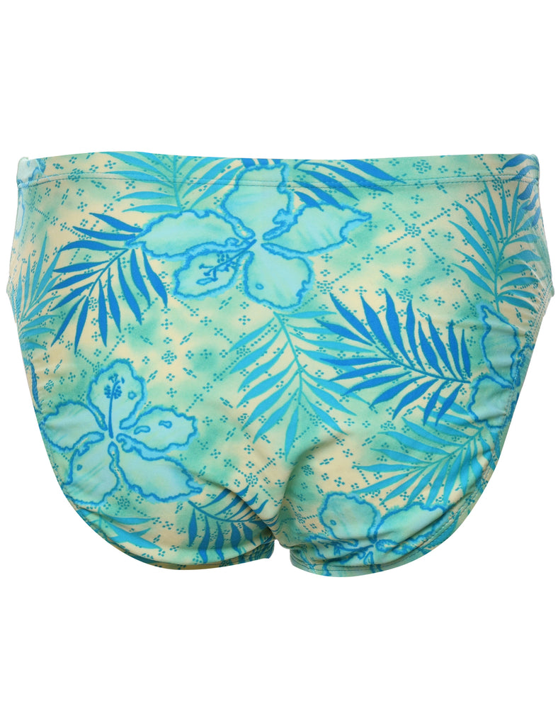 Light Blue & Pale Yellow Floral Bikini Bottoms - S