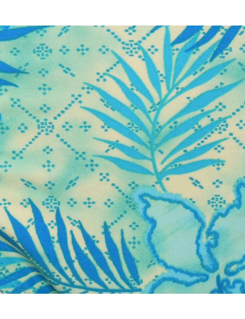 Light Blue & Pale Yellow Floral Bikini Bottoms - S