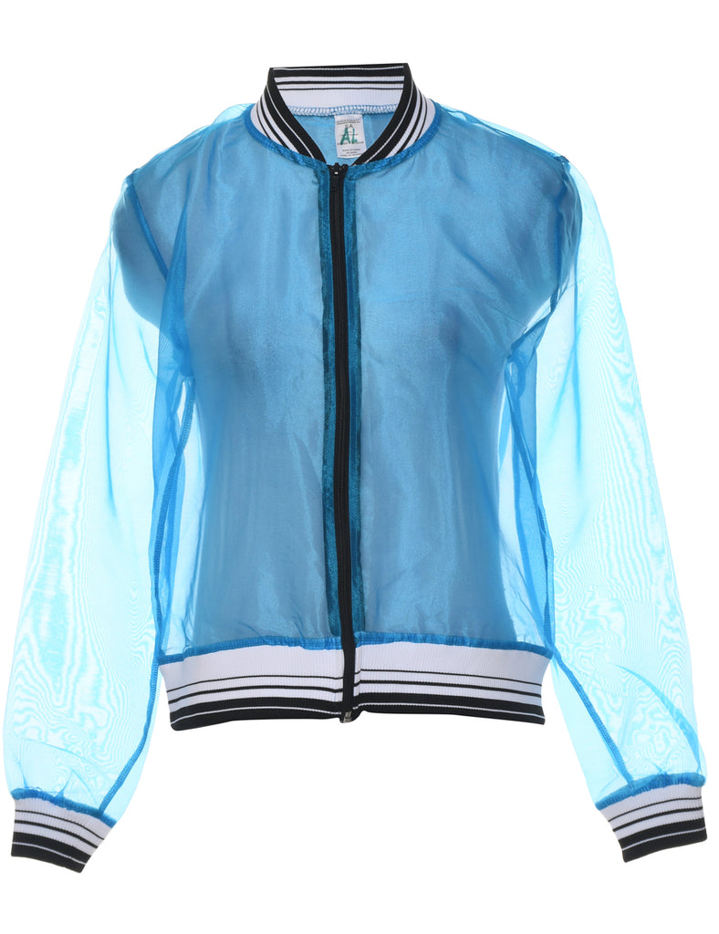 Light Blue Sheer Bomber Jacket - S