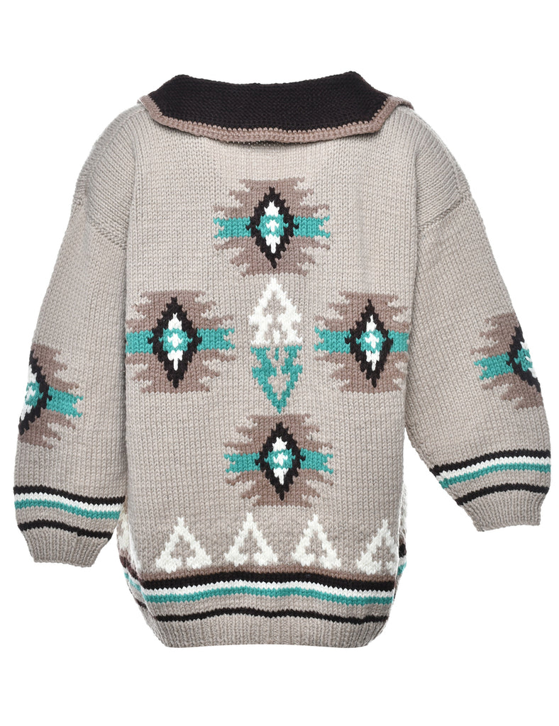 Light Brown Cowichan Cardigan - XL
