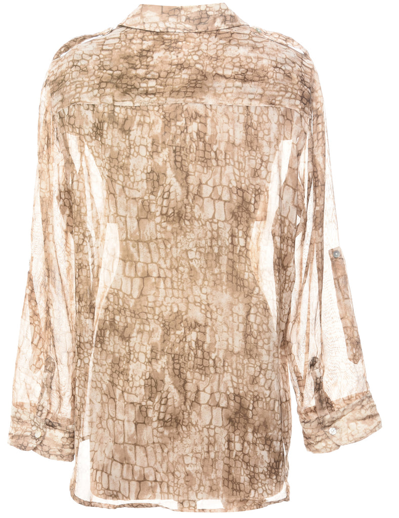 Light Brown Snakeskin Print Shirt - L