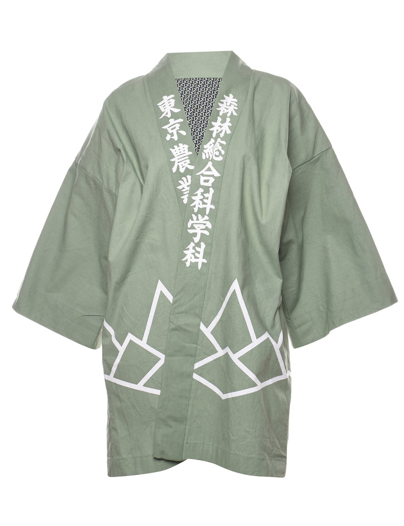 Light Green Midi Length Kimono - L