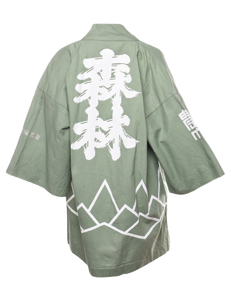 Light Green Midi Length Kimono - L