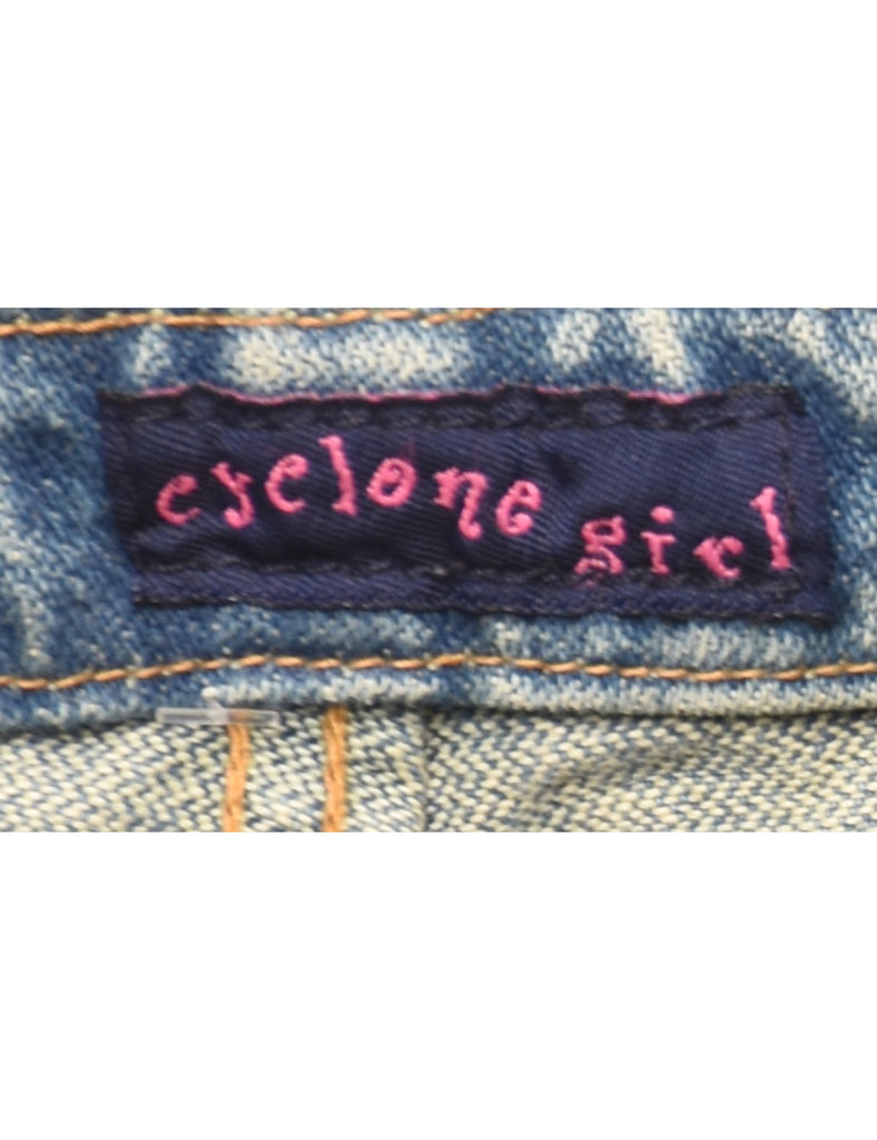 Light Wash 1990s Lace-Up Detail Flared Jeans - W30 L31