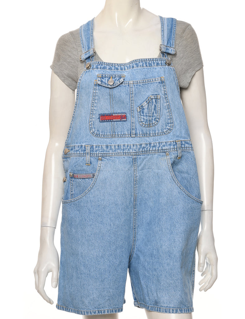 Light Wash Cropped Dungarees - W40 L5