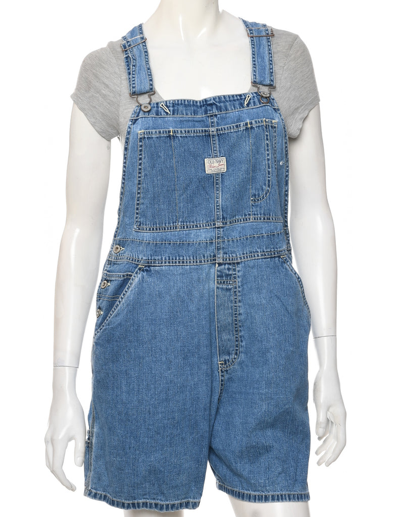 Light Wash Cropped Dungarees - W36 L6
