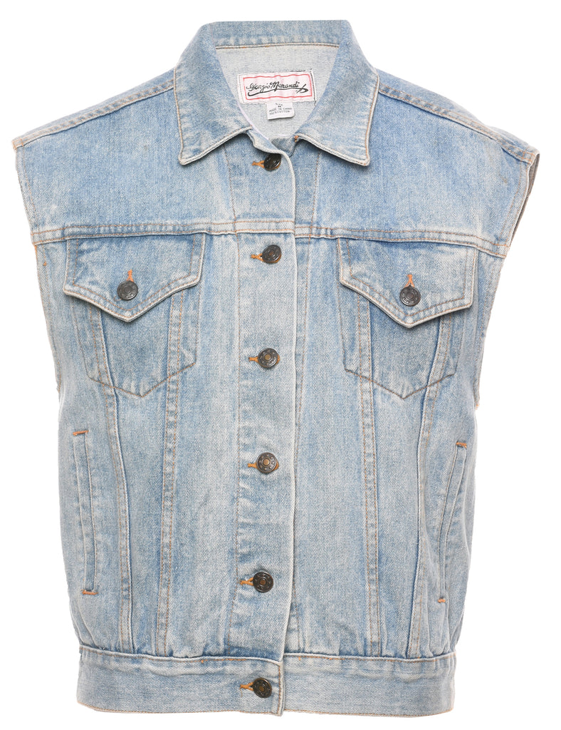 Light Wash Denim Jacket Vest - M