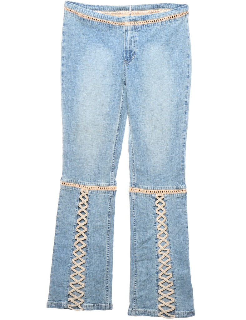 Light Wash Lace Up Detail Y2K Jeans - W30 L31