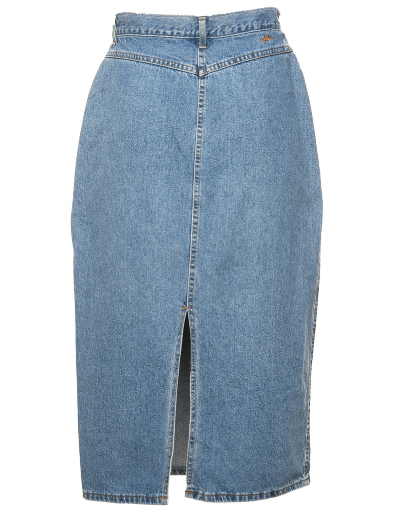 Light Wash Pencil Shape Denim Midi Skirt - M