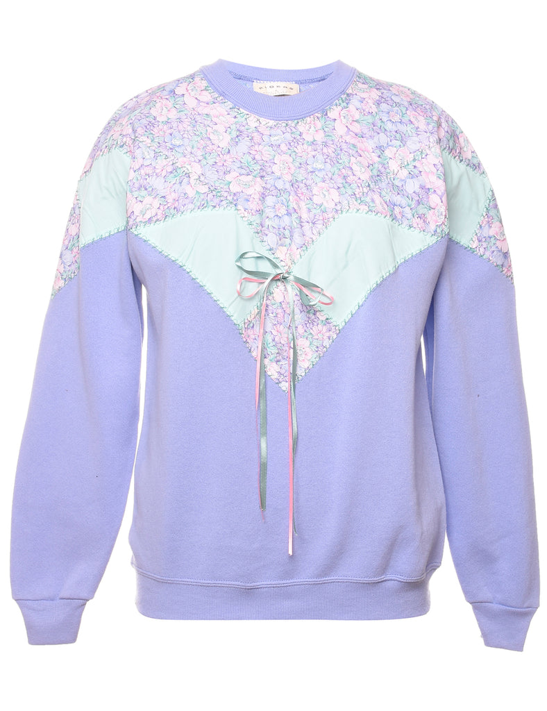 Lilac 1990s Floral Sweatshirt - L