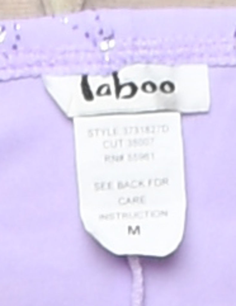 Lilac & Black Patterned Y2K Asymmetric Hem Evening Dress - S