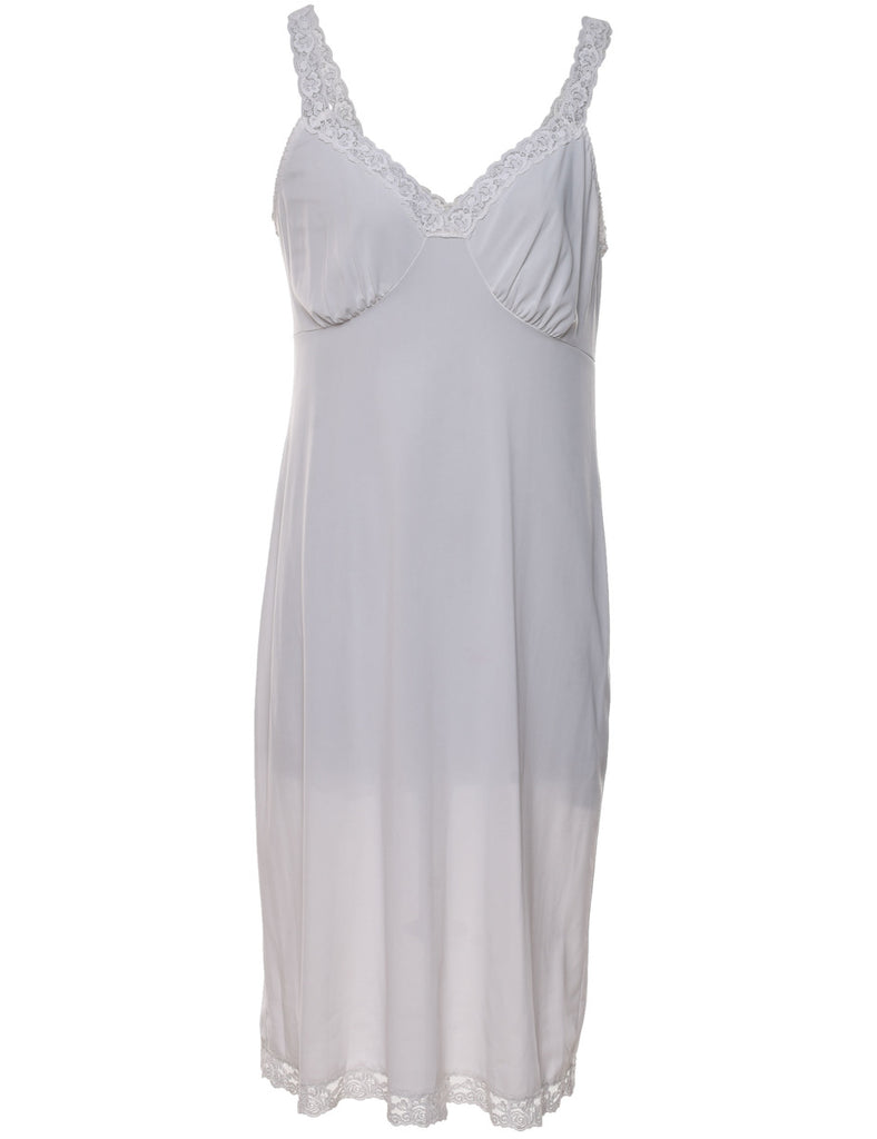 Lilac & White Lace Trim Slip Dress - M