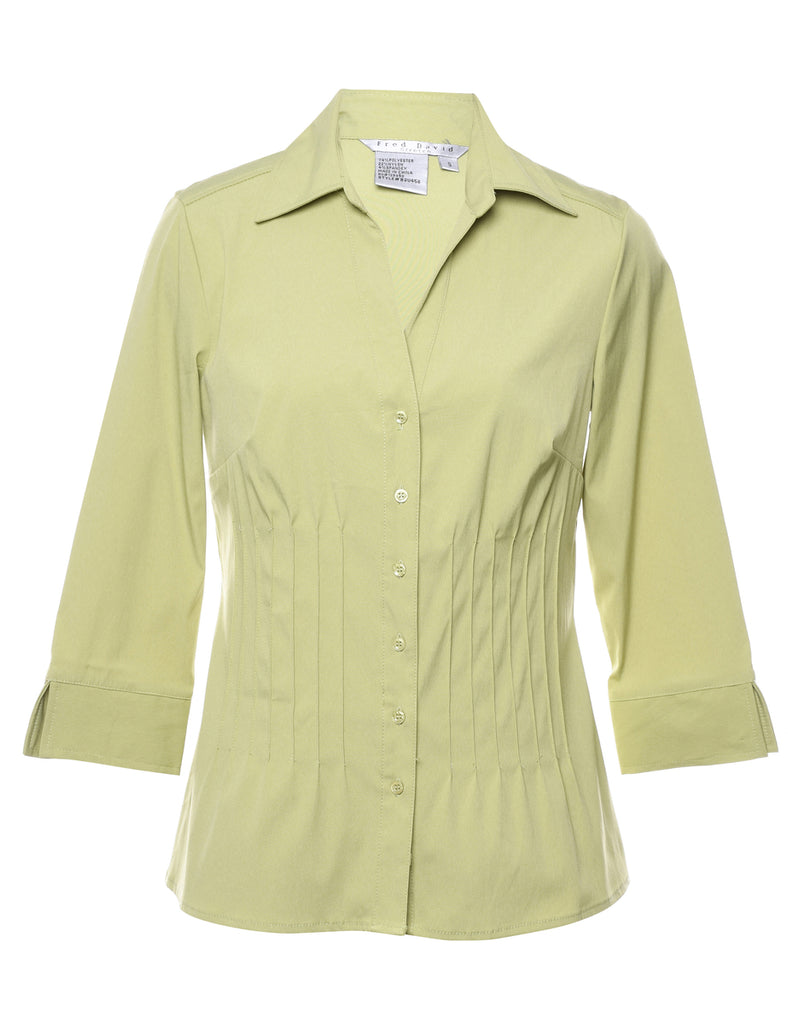 Lime Green Pin Tucks Shirt - S