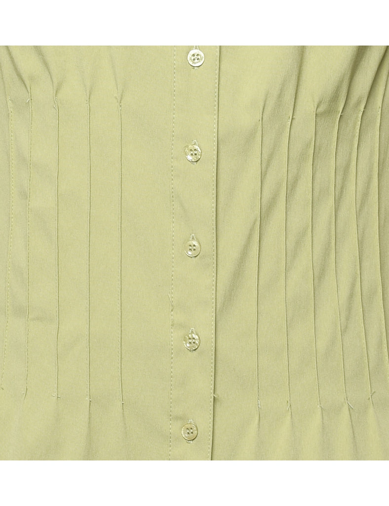 Lime Green Pin Tucks Shirt - S