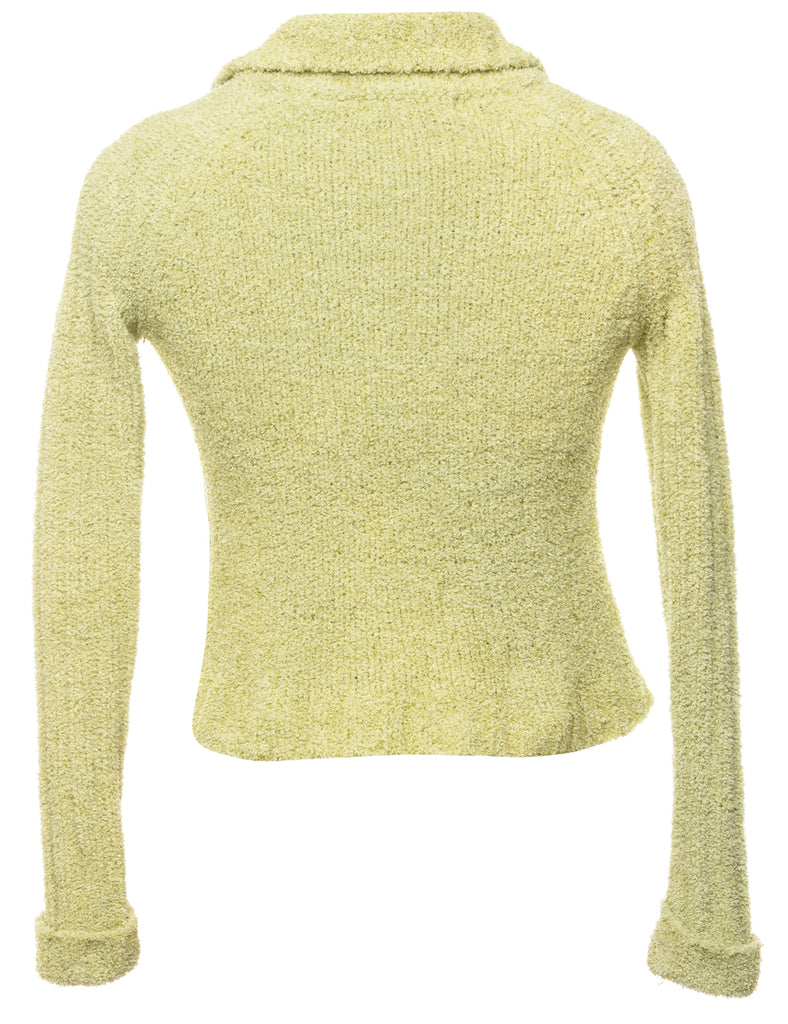 Lime Green Y2K Cropped Cardigan - S
