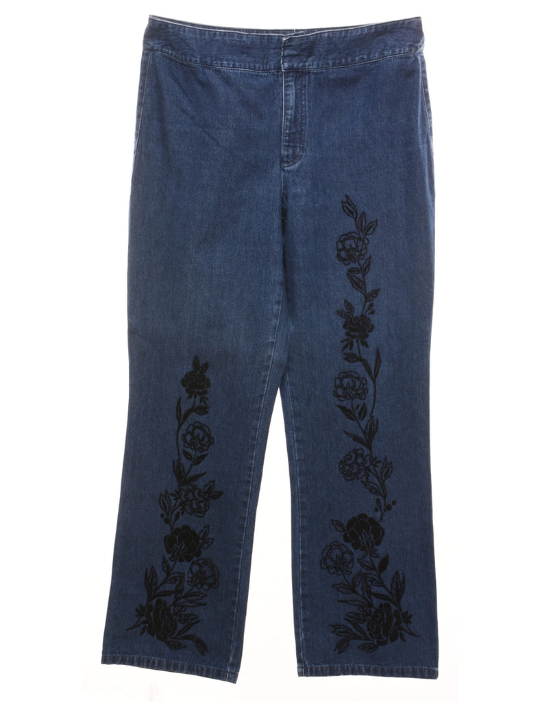 Liz Claiborne Black & Dark Wash Floral Jeans - W34 L31